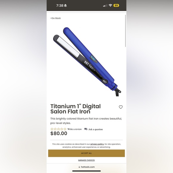 Hot Tools Titanium 1” Digital Flat Iron - Picture 6 of 6